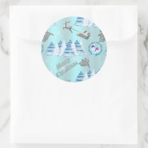 Adesivo Redondo Blue Winter Wonderland Natal