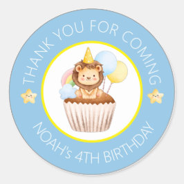 Adesivo Redondo Blue Yellow Cute Watercolor Kids Birthday Sticker