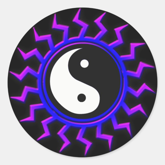 Adesivo Redondo Blue Yin Yang Balanced Sun (Frente)