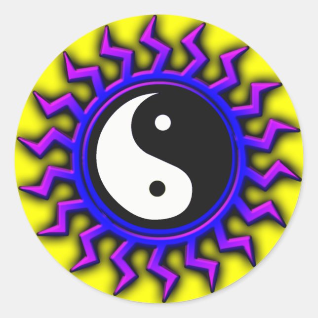 Adesivo Redondo Blue Yin Yang Balanced Sun (Frente)