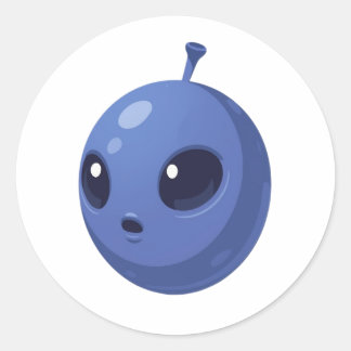 Adesivo Redondo Blueberry Alien – Cute Minimal Fruit Design