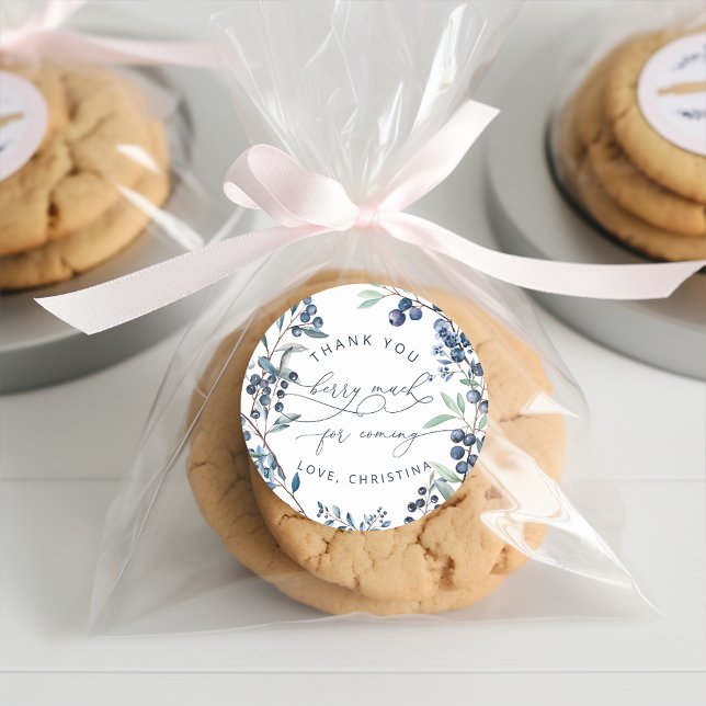 Adesivo Redondo Blueberry Berry Muito Obrigado (Criador carregado)