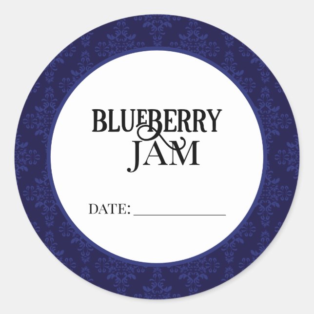 Adesivo Redondo Blueberry Jam Canning Lid Labels (Frente)