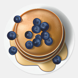 Adesivo Redondo Blueberry Pancakes com Comida