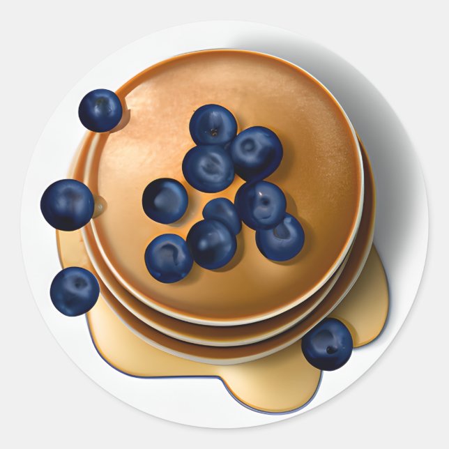 Adesivo Redondo Blueberry Pancakes com Comida (Frente)