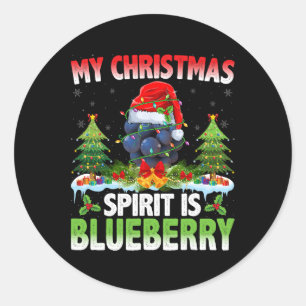 Adesivo Redondo Blueberry Vestindo Papai Noel - Espírito de Natal