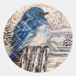Adesivo Redondo Bluebird de montanha fria