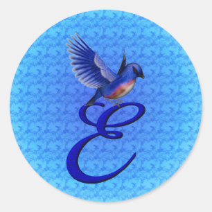 Adesivo Redondo Bluebird Monograma Inicial E Elegante