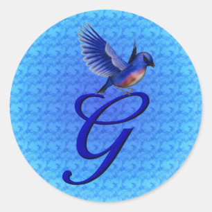 Adesivo Redondo Bluebird Monograma inicial G Elegante