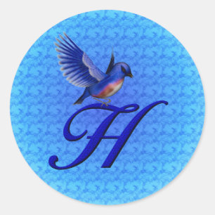Adesivo Redondo Bluebird Monograma Inicial H Elegante