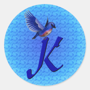 Adesivo Redondo Bluebird Monograma inicial K Elegante