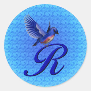 Adesivo Redondo Bluebird Monograma Inicial R Elegante