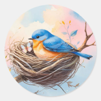Adesivo Redondo Bluebird Nest Envelope Seal |Soft Pastel Stickers
