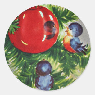 Adesivo Redondo Bluebirds em uma árvore de Natal