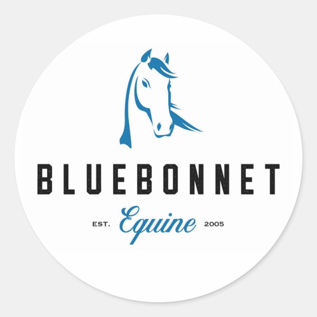 Adesivo Redondo Bluebonnet Equine Stickers (Frente)