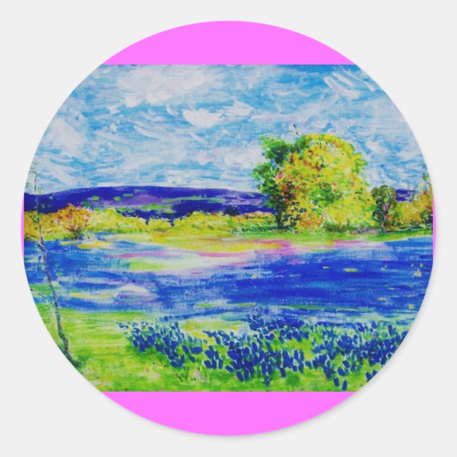 Adesivo Redondo bluebonnets para sempre (Frente)