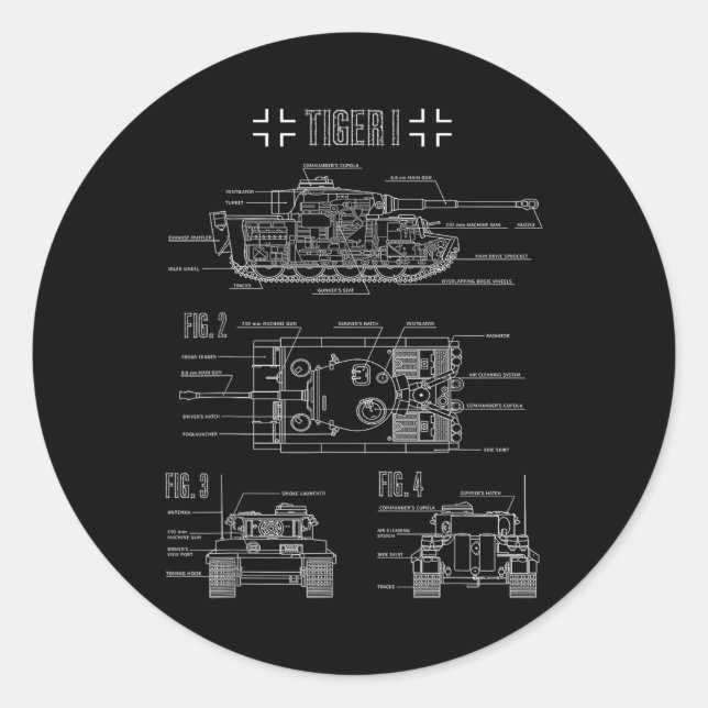 Adesivo Redondo Bluepr de Engenharia do Tanque I do Tanque do Tanq (Frente)