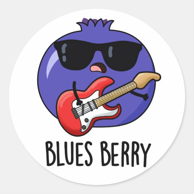 Adesivo Redondo Blues Berry Funny Fruta Pun (Frente)