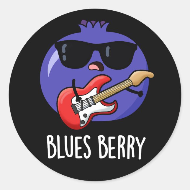 Adesivo Redondo Blues Berry Funny Fruta Pun Dark BG (Frente)