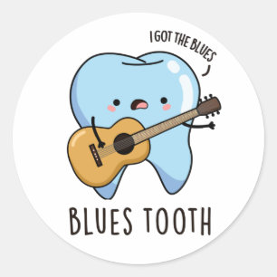 Adesivo Redondo Blues Tooth Cute Dental Music Pun