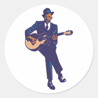 Adesivo Redondo Blues viola guitarist