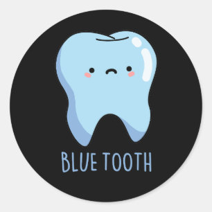 Adesivo Redondo Bluetooth Engraçado Técnico Azul Tooth Dark BG