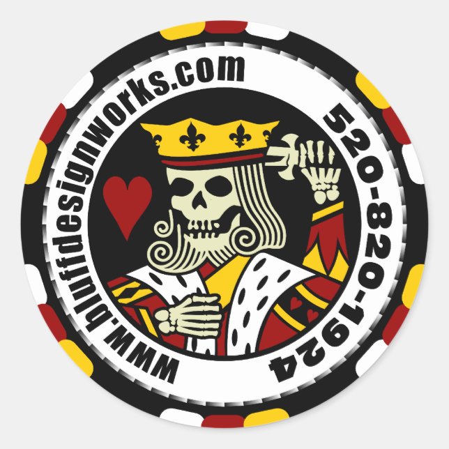 Adesivo Redondo bluffdesignworks.com Poker Chip Sticker (Frente)