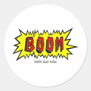 Adesivo Redondo Blurb de Cartoons de Boom