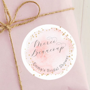 Adesivo Redondo Blush Circle Merci Beaucoup Chá de Noiva