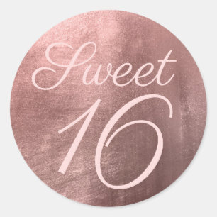 Adesivo Redondo Blush de Folha de Ouro Rosa Sweet Sixteen