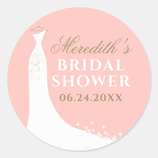 Adesivo Redondo Blush Elegante e Chá de panela de palhaço Dourado (Frente)