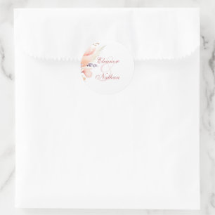 Adesivo Redondo Blush Floral Primavera Summer Wedes