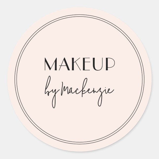 Adesivo Redondo Blush Pink Black Makeup Salon (Frente)