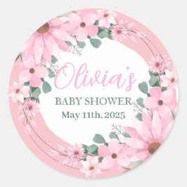 Adesivo Redondo Blush Pink Girl em Chá de fraldas