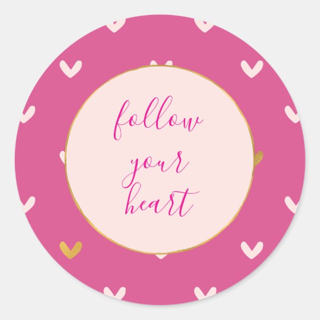 Adesivo Redondo Blush & Pink Gold Hearts (Frente)