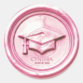Adesivo Redondo Blush Pink Graduation Cap  Wax Seal