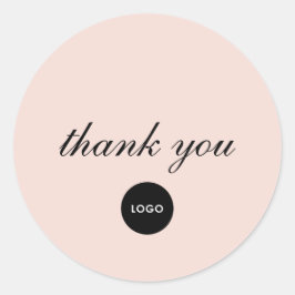 Adesivo Redondo Blush Pink Script Logo Thank You