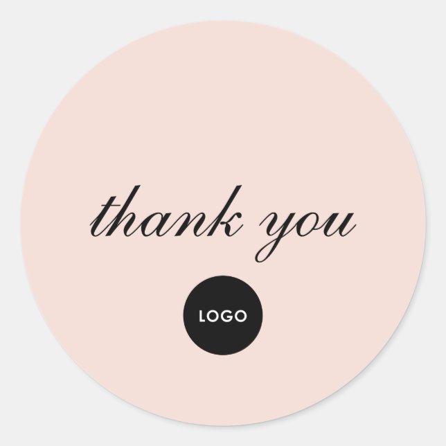 Adesivo Redondo Blush Pink Script Logo Thank You (Frente)