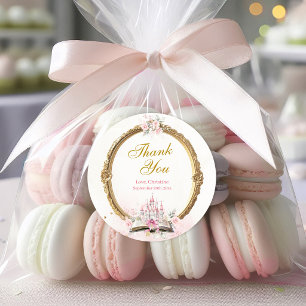Adesivo Redondo Blush Pink Storybook Obrigado pelo 1º Aniversário
