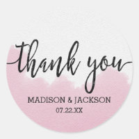 Blush Pink Watercolor Cria Casamento Obrigado