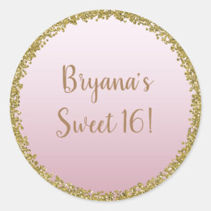 Adesivo Redondo Blush Rosa Dourado Brilho Glam Brillho Festa