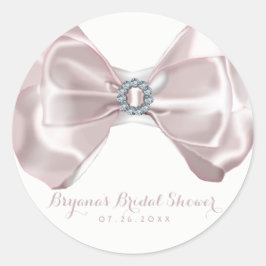 Adesivo Redondo Blush Rosa Fita & Diamantes Chuva de Noiva Chic