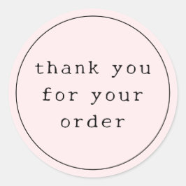 Adesivo Redondo Blush Rosa Máquina de Escrever Moderna Obrigado Ne