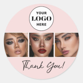 Adesivo Redondo Blush Script Logo Photo Makeup Thank You