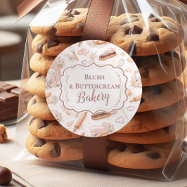 Adesivo Redondo Blush Vintage Patisserie Bakery Business