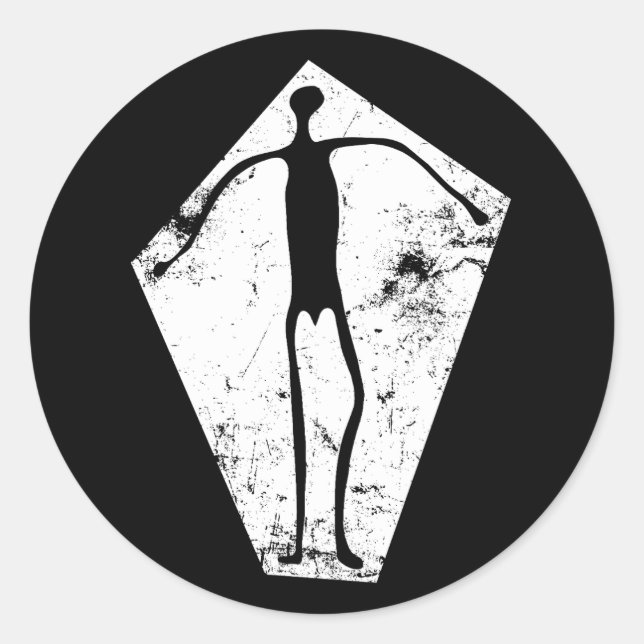 Adesivo Redondo Blythe Intaglios geoglyph Antropomórfico antigo (Frente)
