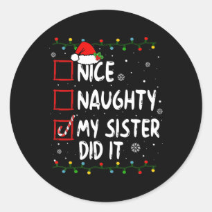 Adesivo Redondo Boa Noite Minha Irmã Fez Isso Xmas Family Boys Gir