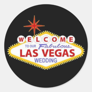 Adesivo Redondo Boa vinda a nosso Las Vegas fabuloso que Wedding a