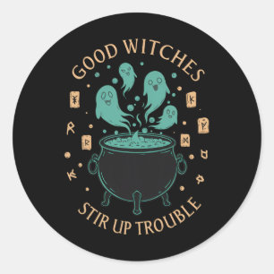 Adesivo Redondo Boas Bruxas Agitam O Halloween Cauldron Gh