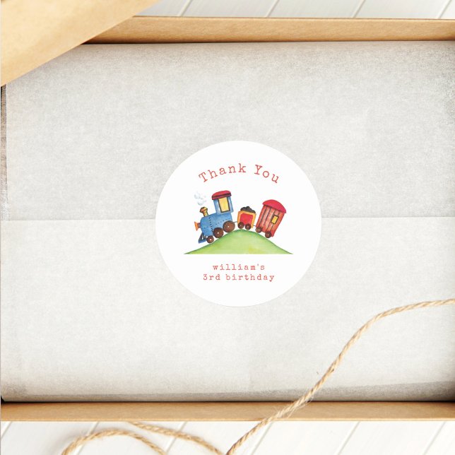 Adesivo Redondo Boas Choo Choo Garçom Aniversário Obrigado (Criador carregado)